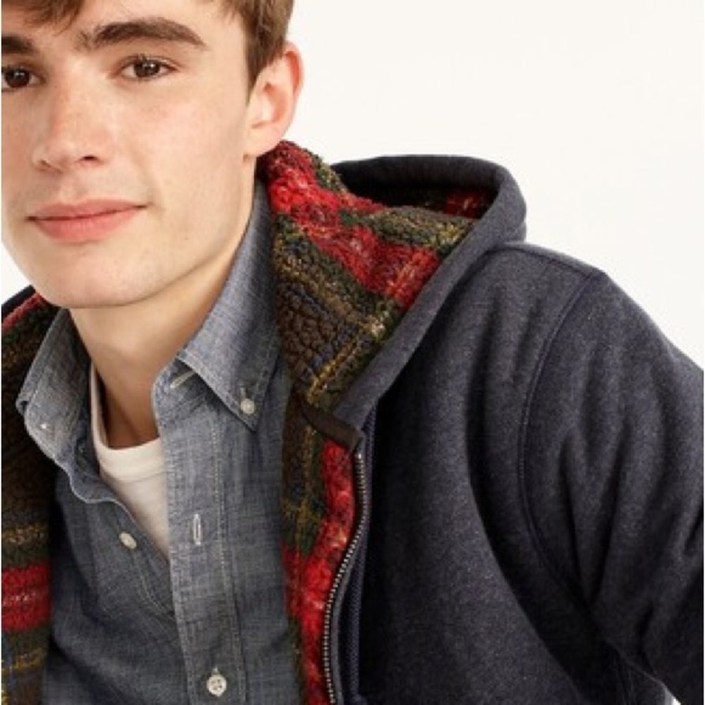 J Crew Marled brushed fleece sherpa-lined full-zip hoodie